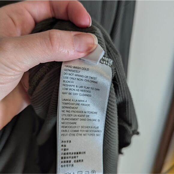 Free People Shimmy Shake Army Green Open Back Twist Lace Trim Long Sleeve Top - Picture 8 of 13